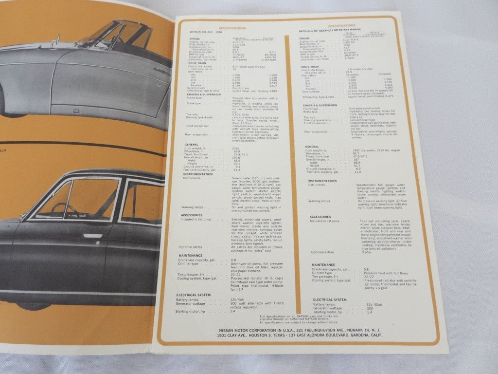 1965 ? Datsun Sales Brochure Catalog SPL 310 1500 Cedric Sedan +