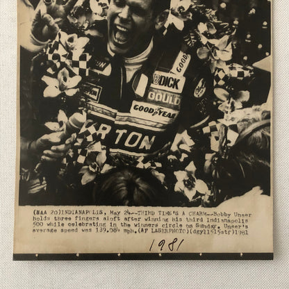 Vintage Indy Indianapolis Racing Photo Photograph Bobby Unser 1981
