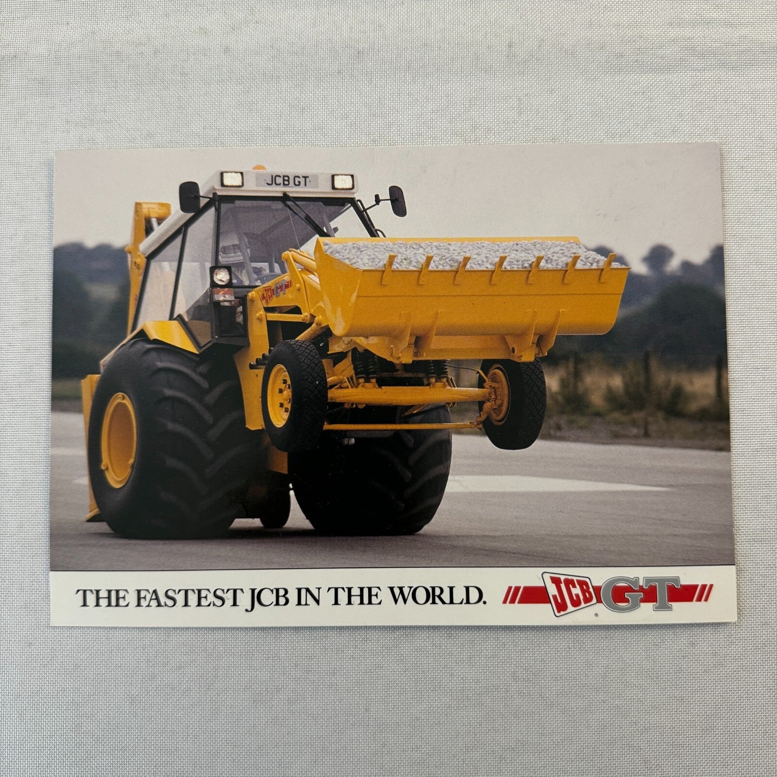 JCB Backhoe Construction Equipment Drag Racing Postcard Advertising Chevy V8