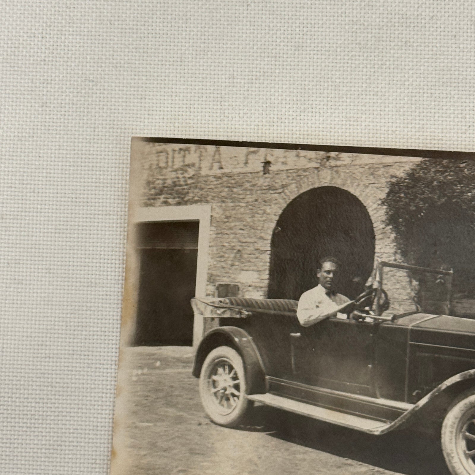 Vintage Photograph Photo Antique Man in Early Automobile Car