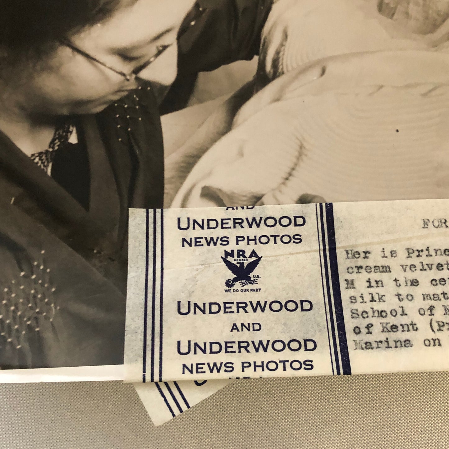 Vintage Press Photo Photograph Needlework Sewing Princess Marina Bed Spread