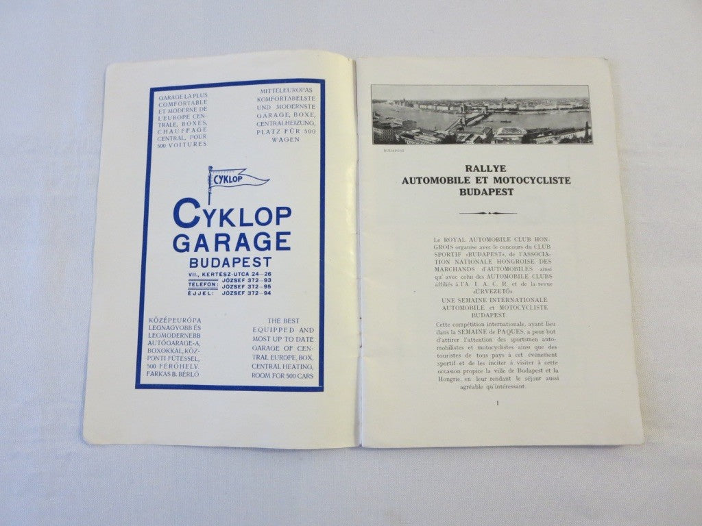 1931 KNAC Budapest Car & Motorcycle Rally Rallye Rules Book FRENCH Text