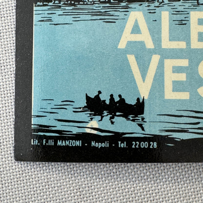 Vintage Hotel Travel Luggage Label Hotel Albergo Vesuvio Napoli Naples Italy
