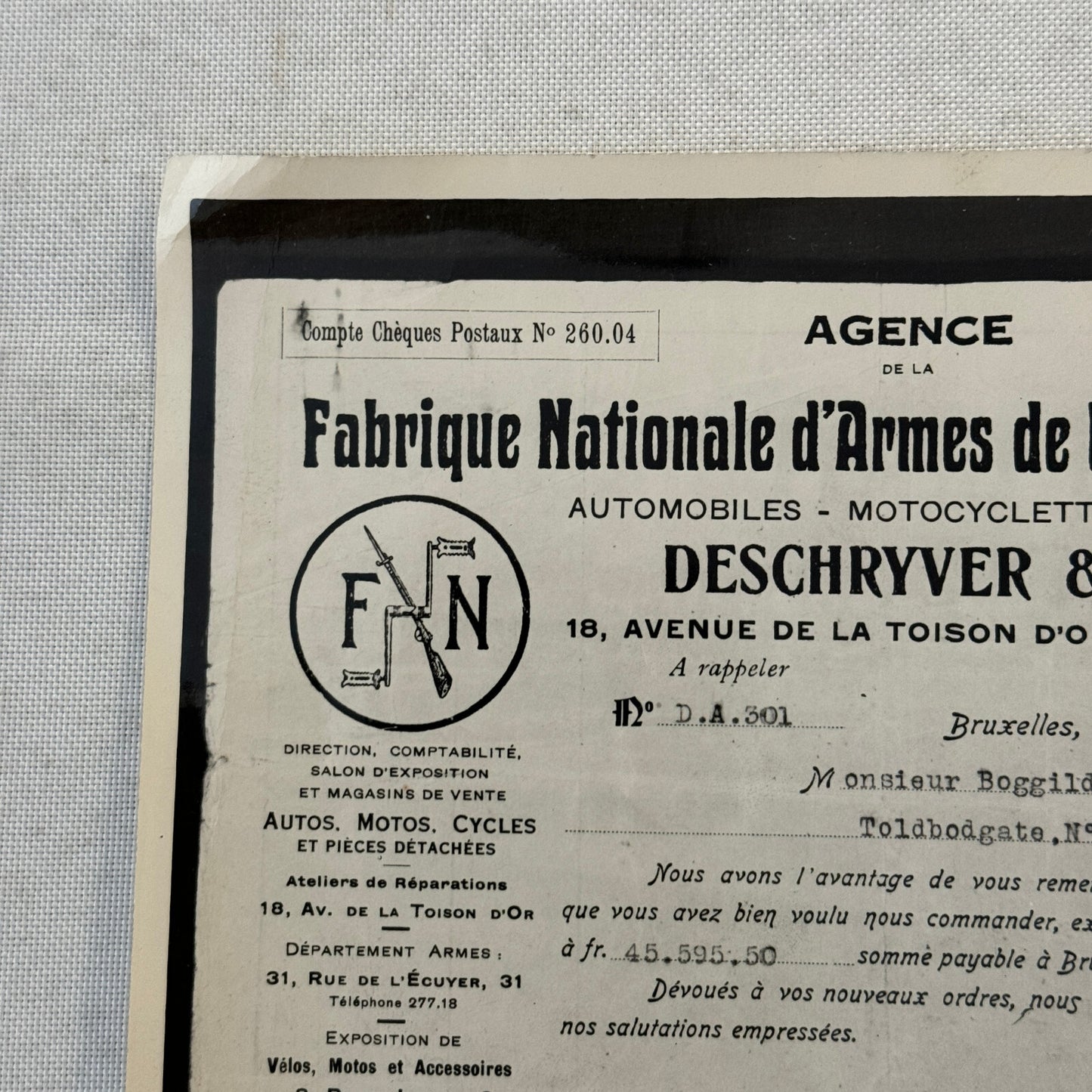 Fabrique Nationale FN Car Automobile Purchase Document Photograph Lot 2x