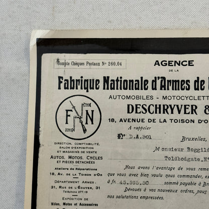 Fabrique Nationale FN Car Automobile Purchase Document Photograph Lot 2x