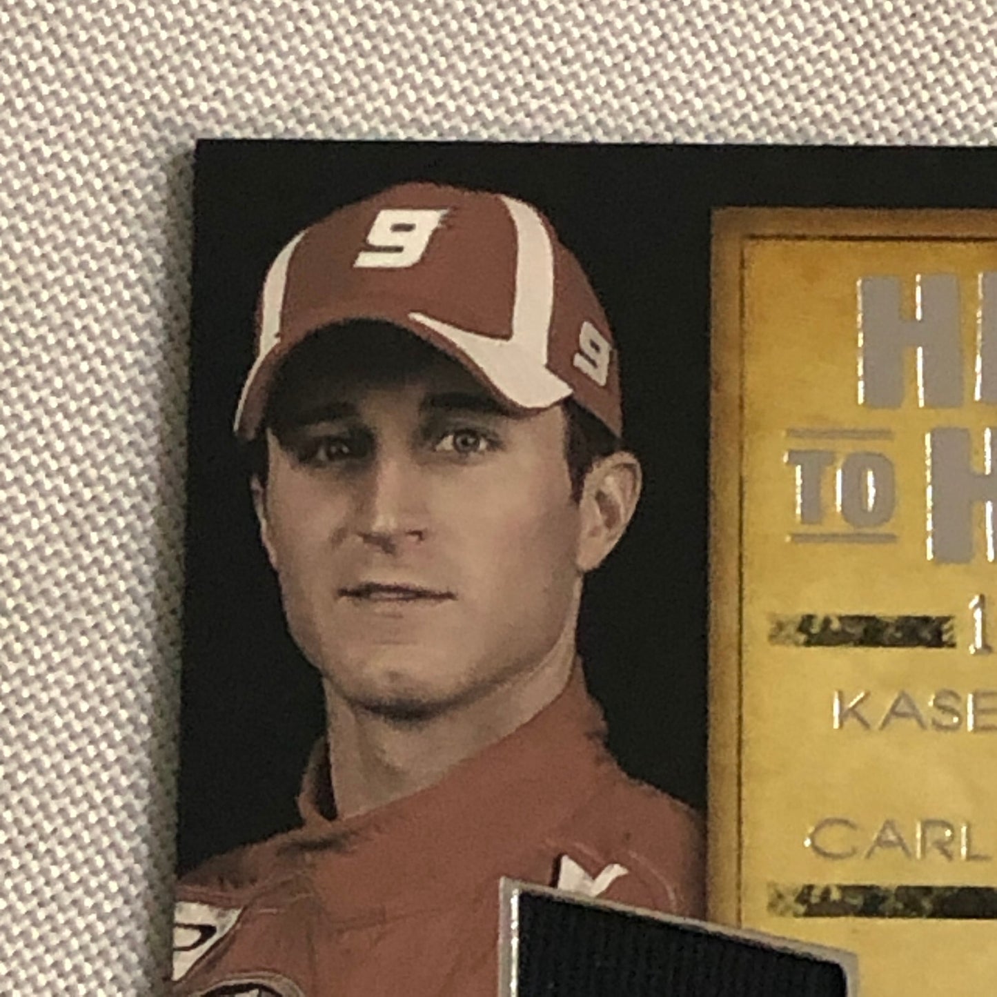 2010 Wheels Head to Head Hat Relic Card Kasey Kahne Carl Edwards #/150
