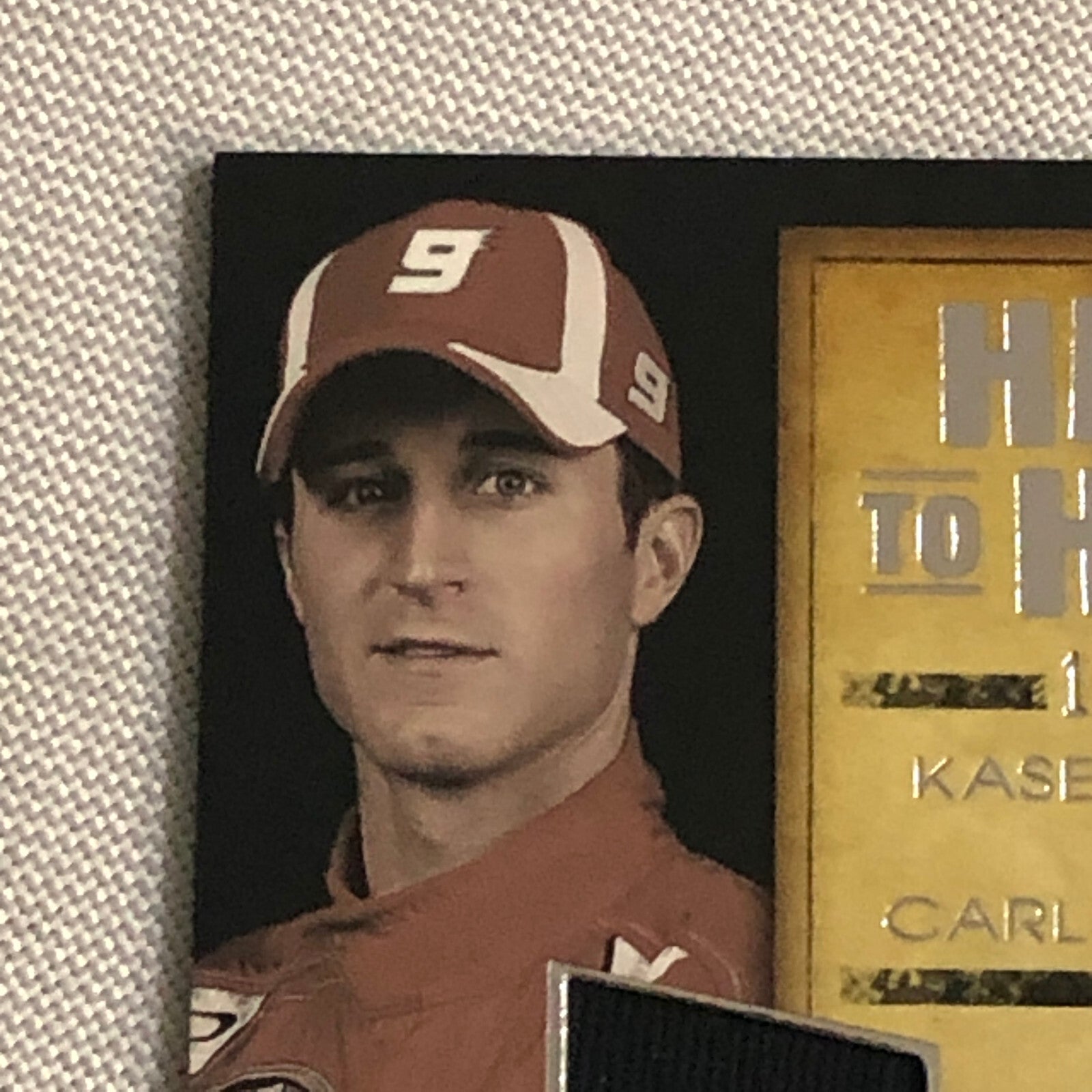 2010 Wheels Head to Head Hat Relic Card Kasey Kahne Carl Edwards #/150