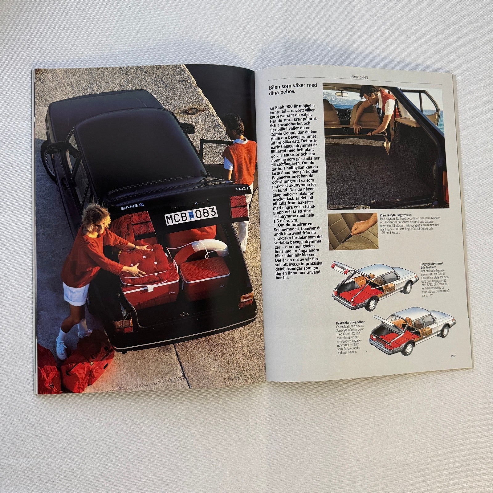 Vintage Saab 900 Car Sales Brochure Catalog 900 Turbo 900i 900C Car SWEDISH Text