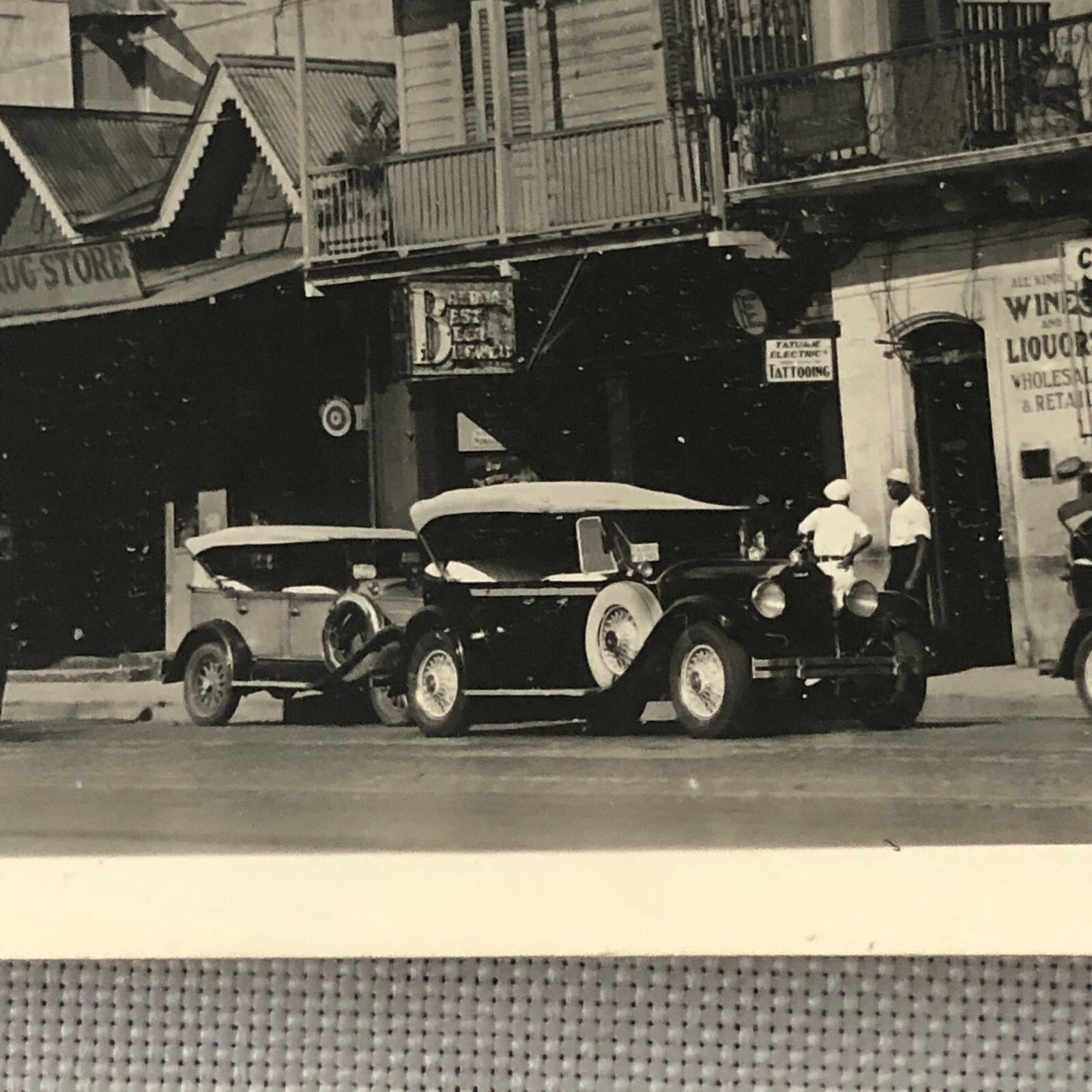 Vintage Street Scene Snapshot Photo Photograph Cars Automobiles People Buildings