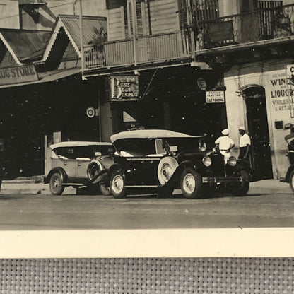 Vintage Street Scene Snapshot Photo Photograph Cars Automobiles People Buildings