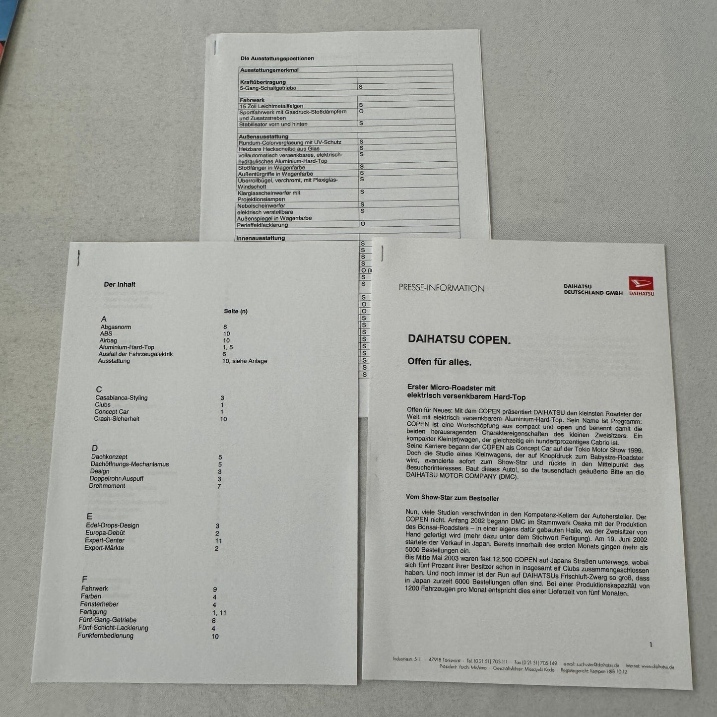 Daihatsu Copen Roadster Car Press Kit Brochure Photo CD German Text