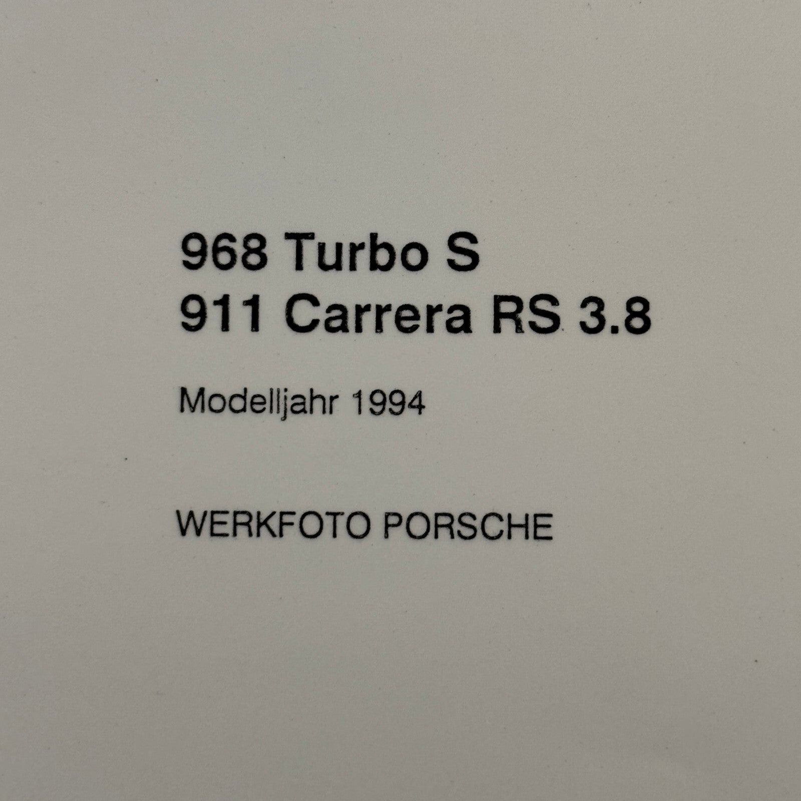 1994 Porsche 911 Carrera RS 3.8 and 968 Turbo S Factory Photo Photograph Print