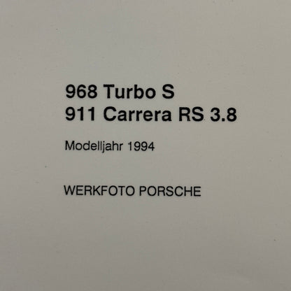 1994 Porsche 911 Carrera RS 3.8 and 968 Turbo S Factory Photo Photograph Print