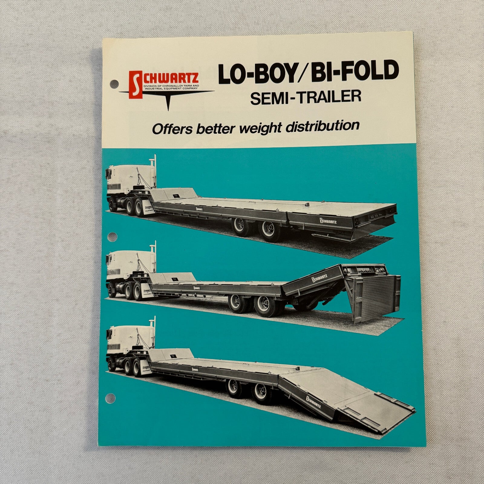 Schwartz Manufacturing Truck Semi Trailer Sales Brochure Catalog Lo-Boy Bi-Fold