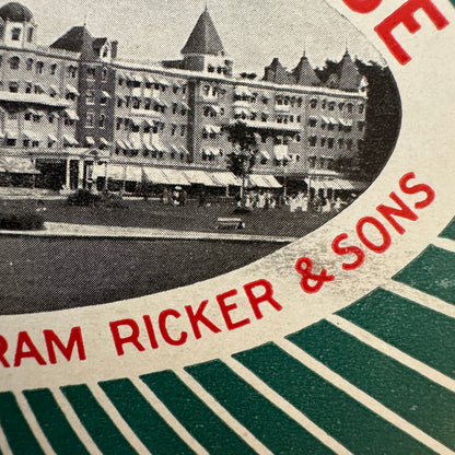 Vintage Travel Luggage Label Poland Spring House Maine Hiram Ricker Hotel