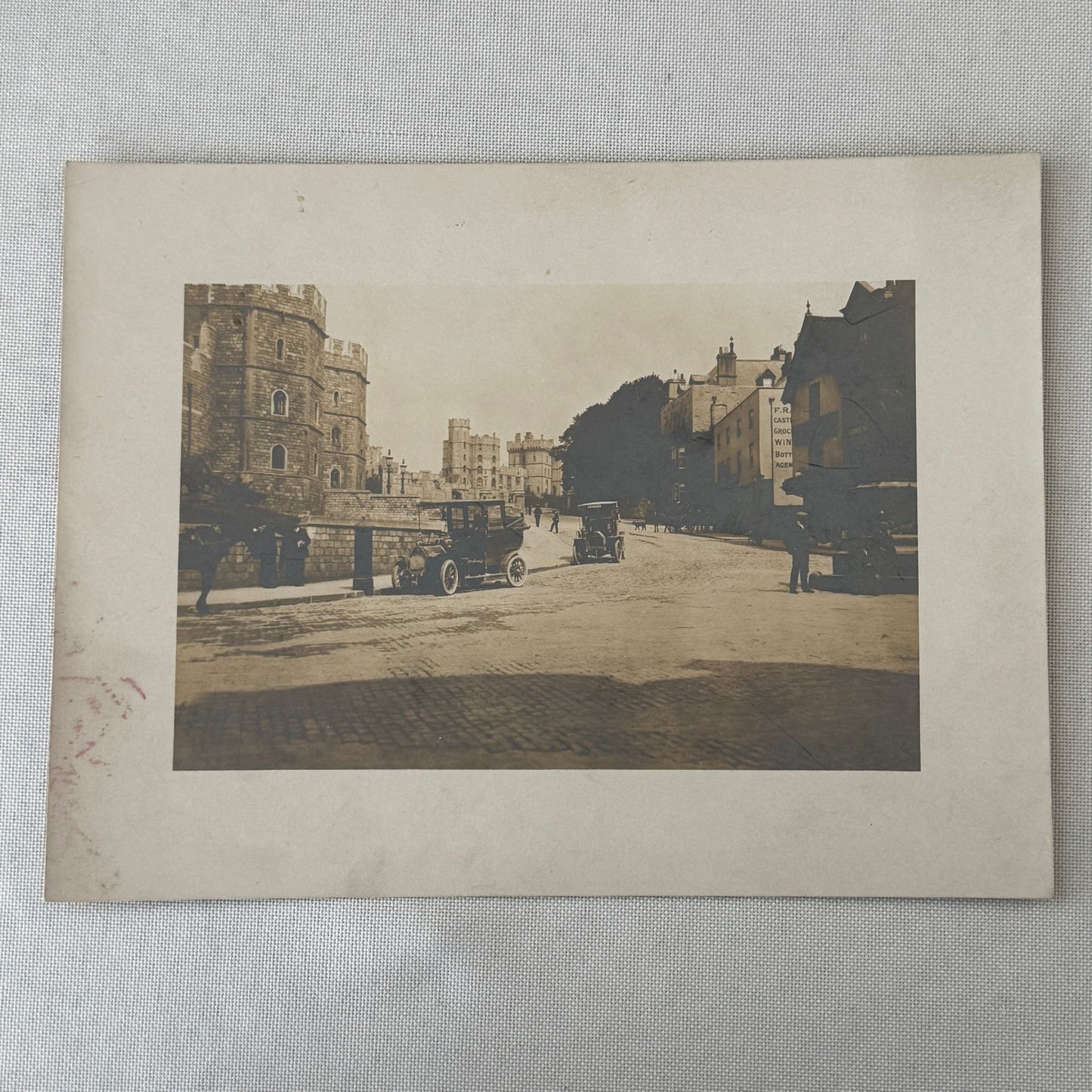 Vintage Photo Photograph Print Automobiles Horse People Street Scene