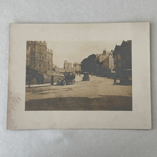 Vintage Photo Photograph Print Automobiles Horse People Street Scene