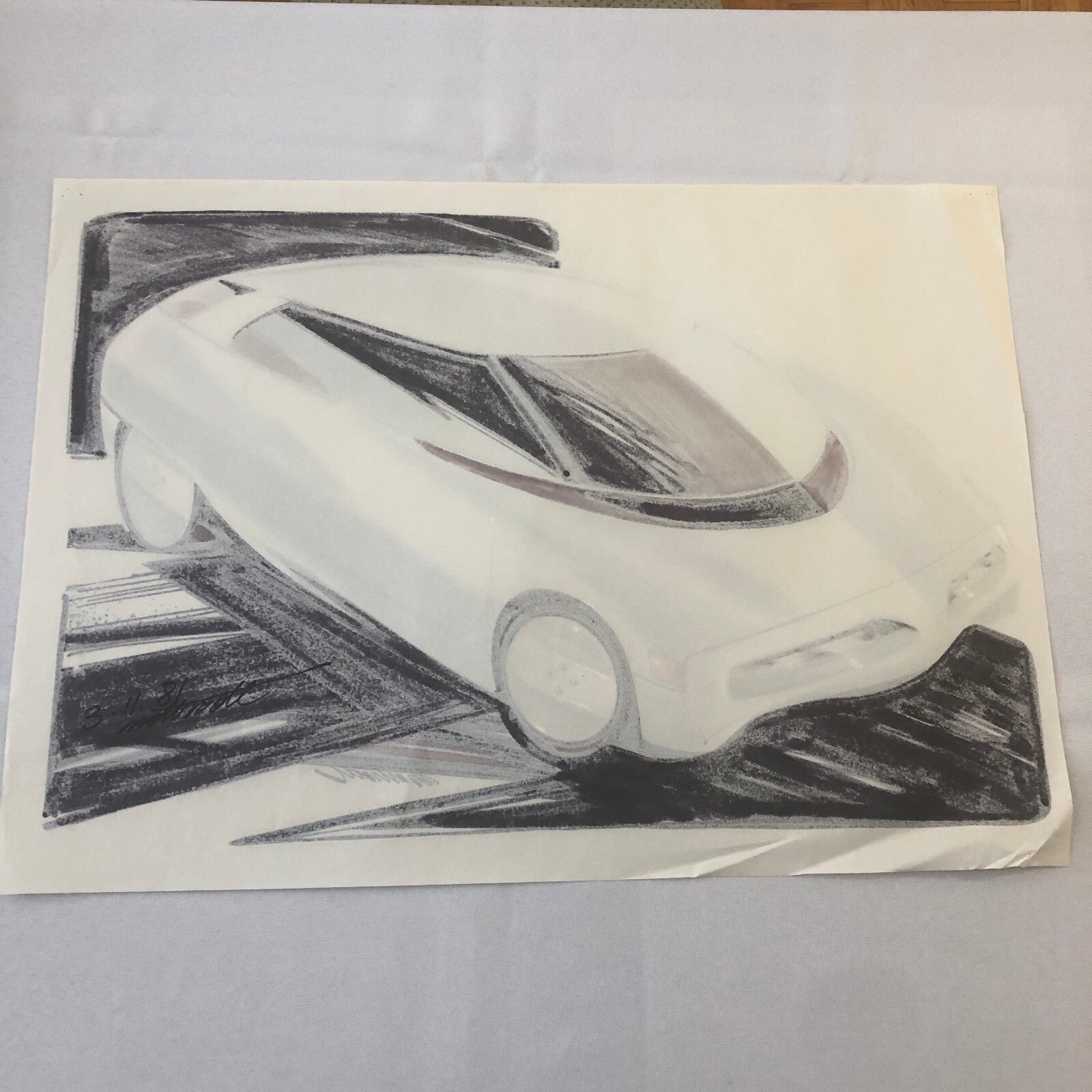 Vintage Concept Car Styling Art Design Illustration NOTTRODT Signed
