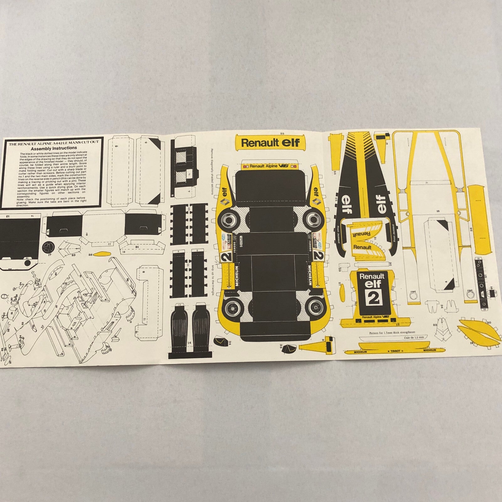 Renault A442 LeMans Paper Racing Car Model Brochure Renault 4 5 12 18 20 30 16