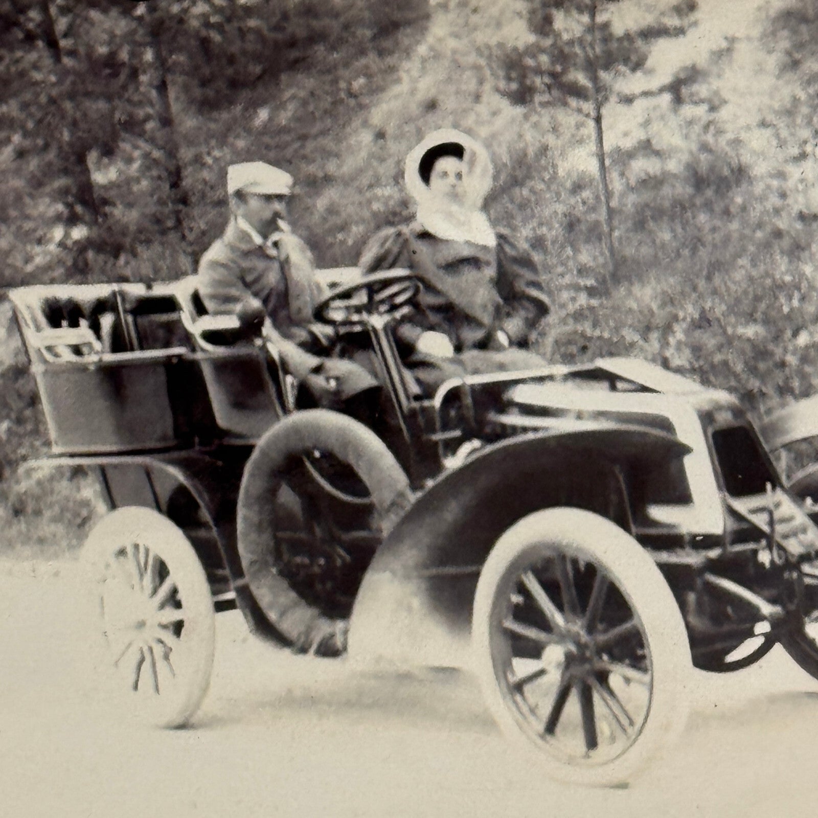 Vintage Photograph Photo Antique People in Early Automobile Car Man Woman