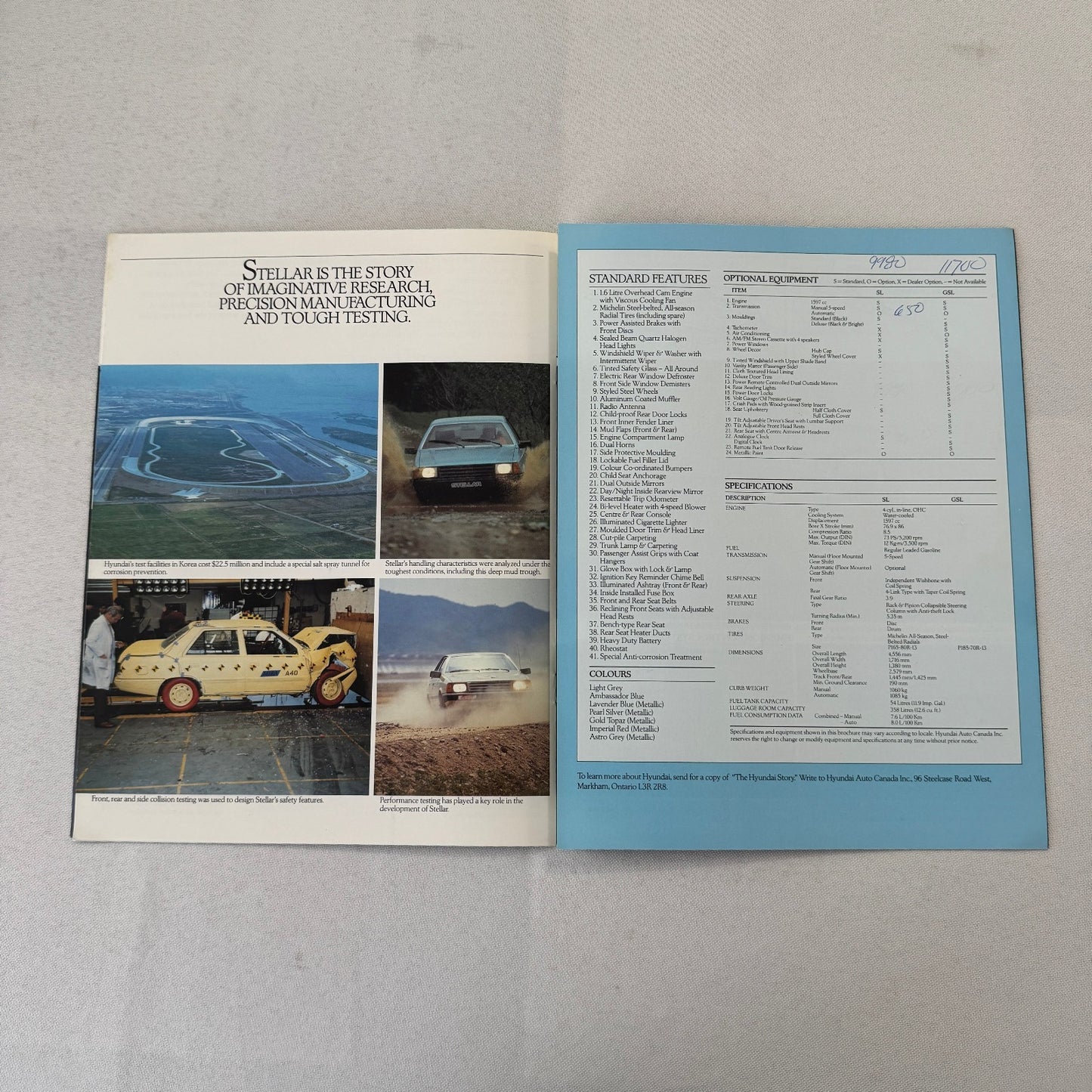 Vintage Hyundai Stellar Car Brochure Canadian Market Vintage Advertising