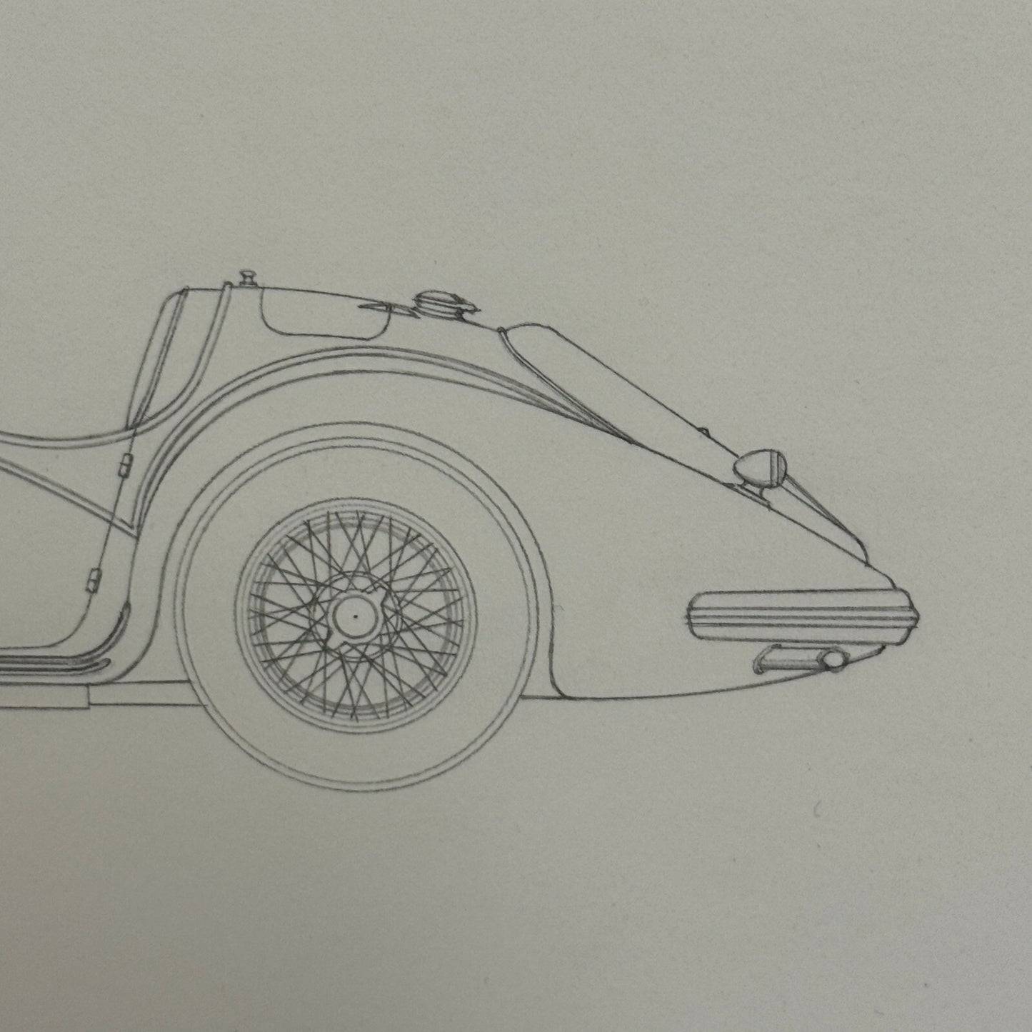 1937 Alfa Romeo 8C 2900 B Spider Car Illustration Art Drawing Hand Drawn