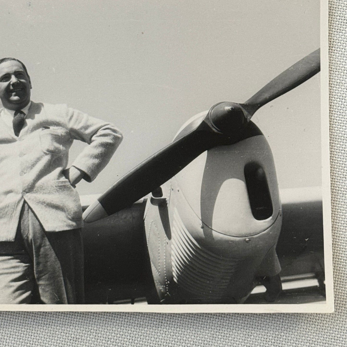 Man with Vintage Airplane Aircraft Plane Photo Photograph