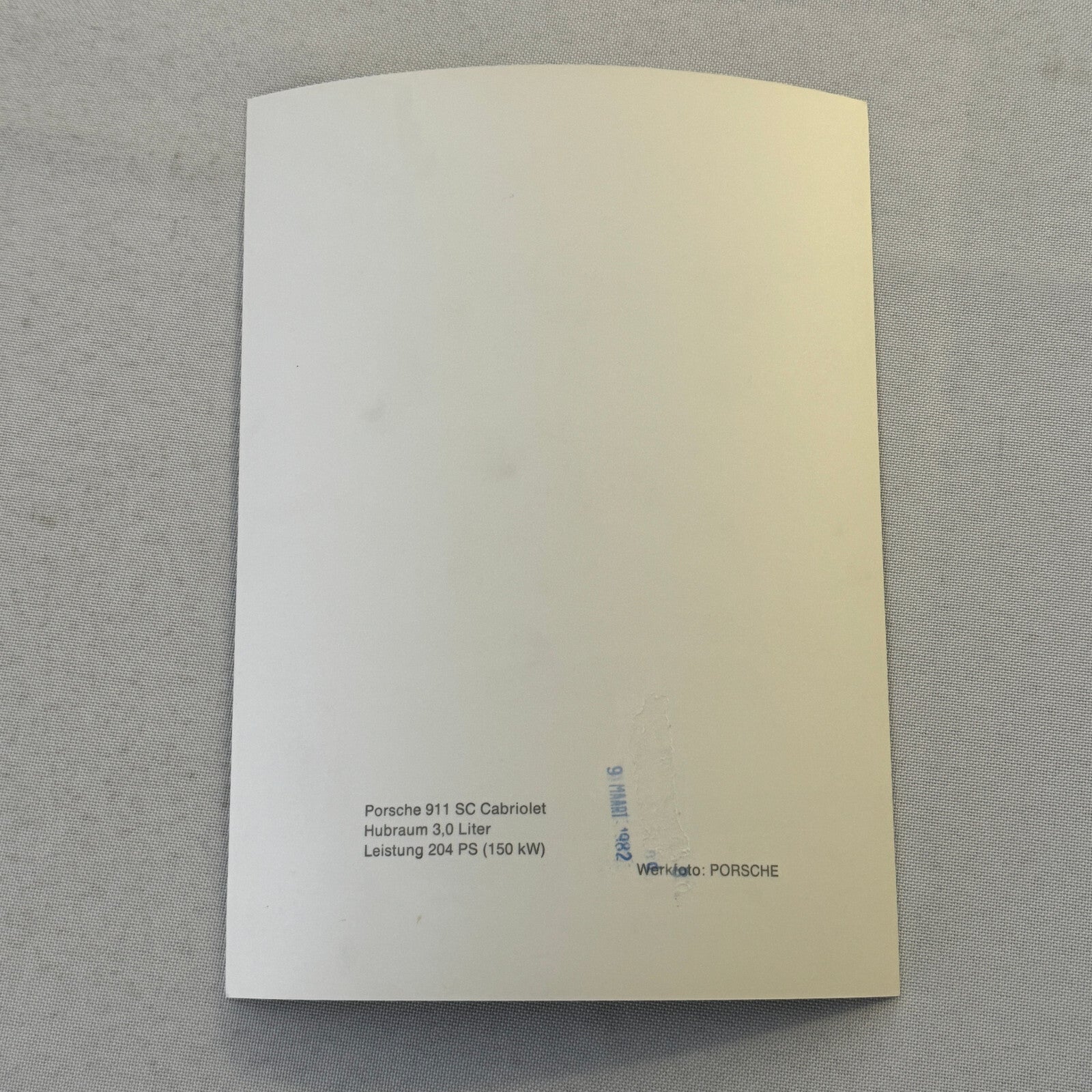 Porsche 911 SC Convertible Cabriolet Car Factory Press Photo Photograph