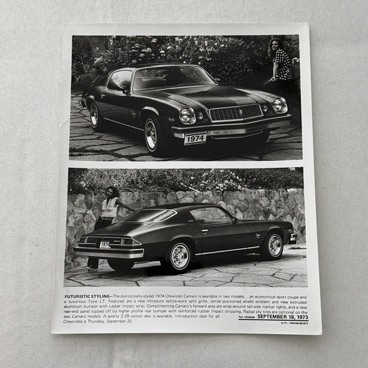 1974 Chevrolet Camaro Factory Press Publicity Photo Photograph Vintage