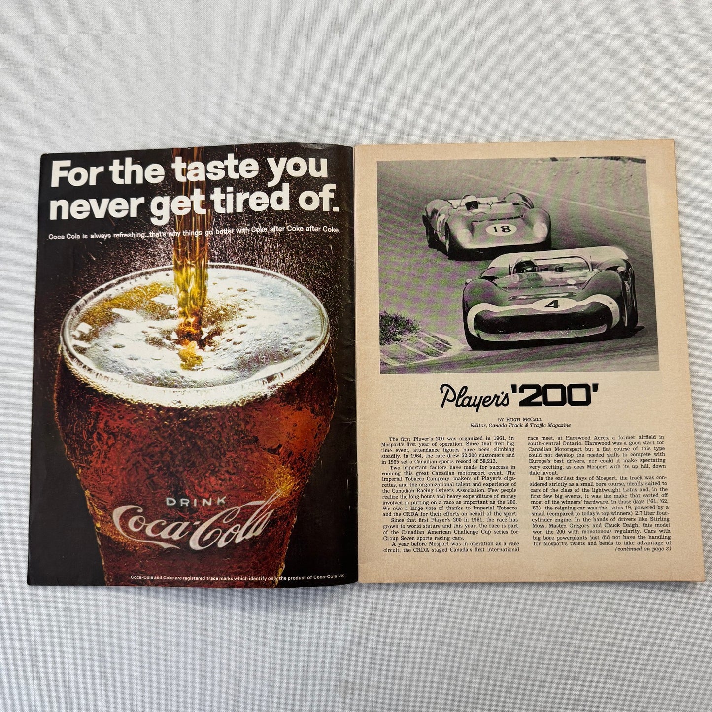 1967 Can Am Racing Program Players 200 Mosport Canada CanAm Bruce McLaren +