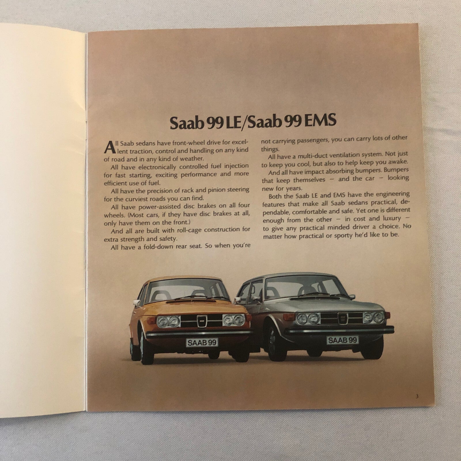 Vintage Saab 99 Car Automobile Sales Brochure Catalog 99 LE EMS