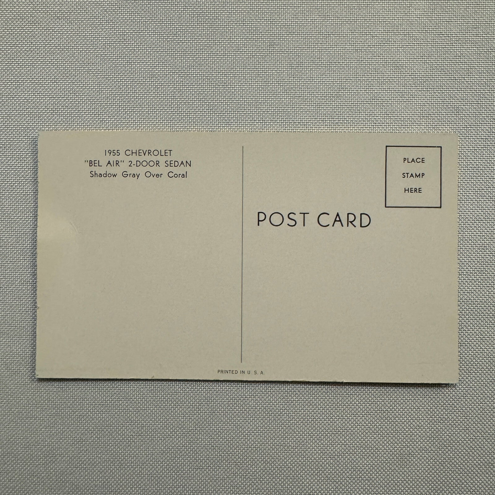 1955 Chevrolet Bel Air 2-Door Sedan Advertising Postcard Vintage