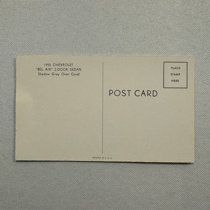 1955 Chevrolet Bel Air 2-Door Sedan Advertising Postcard Vintage