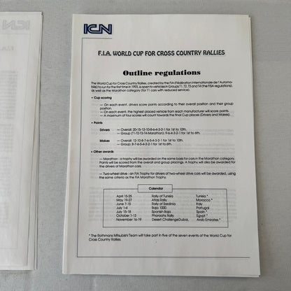 Rothmans Mitsubishi Pajero Rally Rallye Racing Press Kit 1993 FIA Cross Country