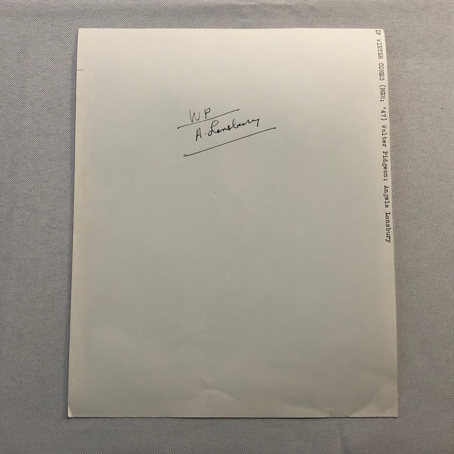 Angela Lansbury Walter Pidgeon If Winter Comes Movie Film Photo Photograph Print