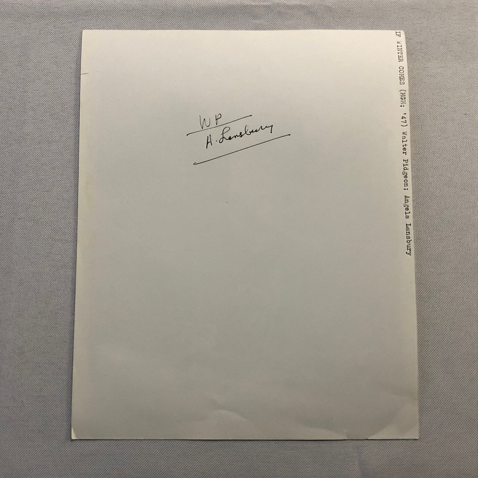 Angela Lansbury Walter Pidgeon If Winter Comes Movie Film Photo Photograph Print