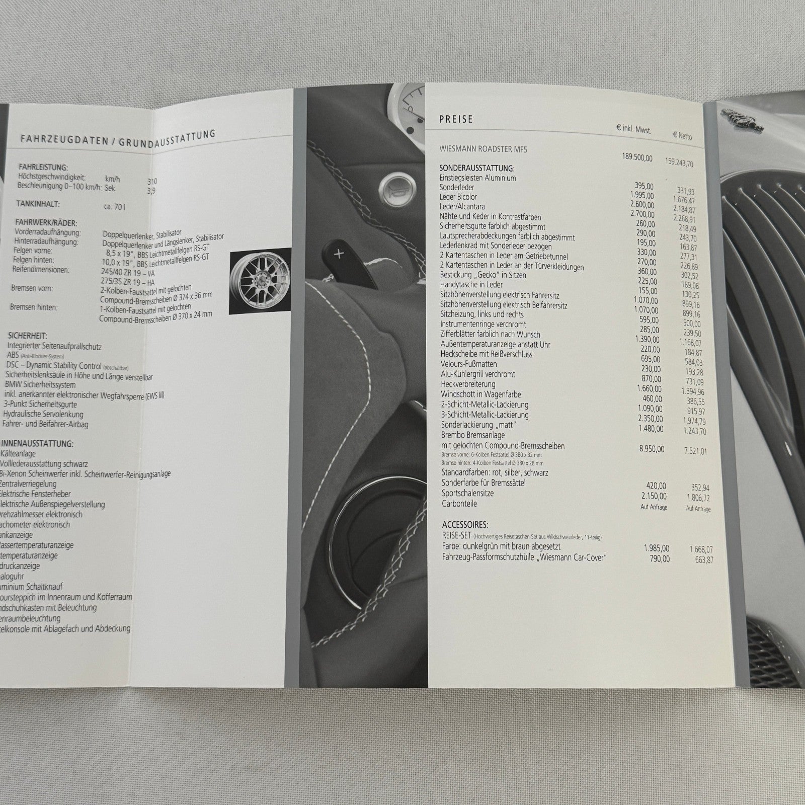 2009 Wiesmann Roadster MF5 Brochure Catalog Sports Car GERMAN Text