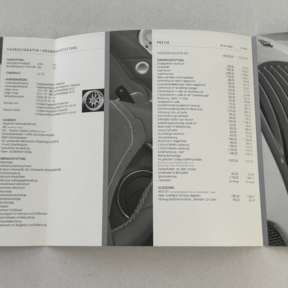 2009 Wiesmann Roadster MF5 Brochure Catalog Sports Car GERMAN Text
