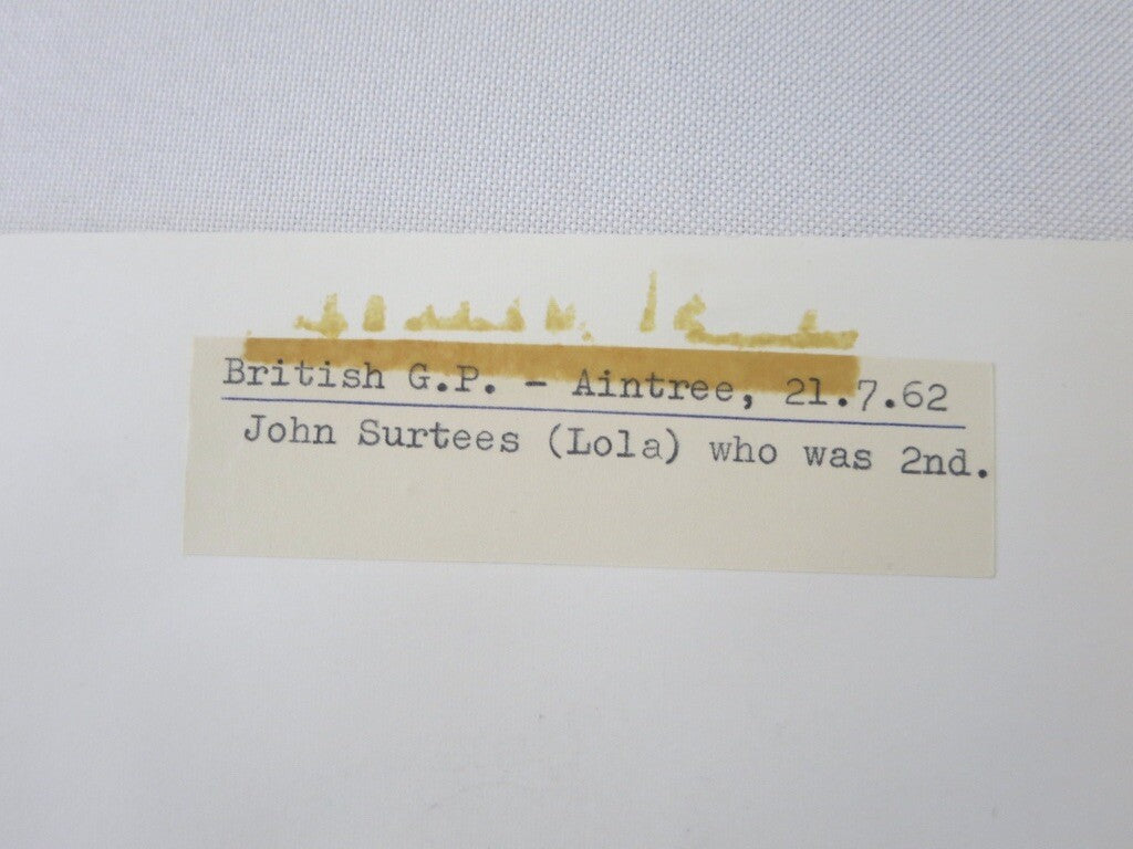 Vintage Photograph Photo Racing Driver John Surtees 1962 British Grand Prix Lola
