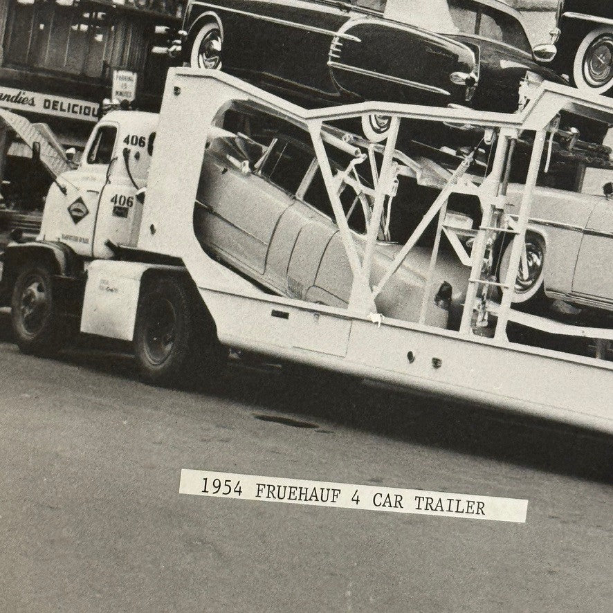 Vintage 1954 Fruehauf Car Trailer Truck Photo Cadillac Packard Modern Print