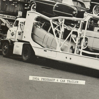 Vintage 1954 Fruehauf Car Trailer Truck Photo Cadillac Packard Modern Print