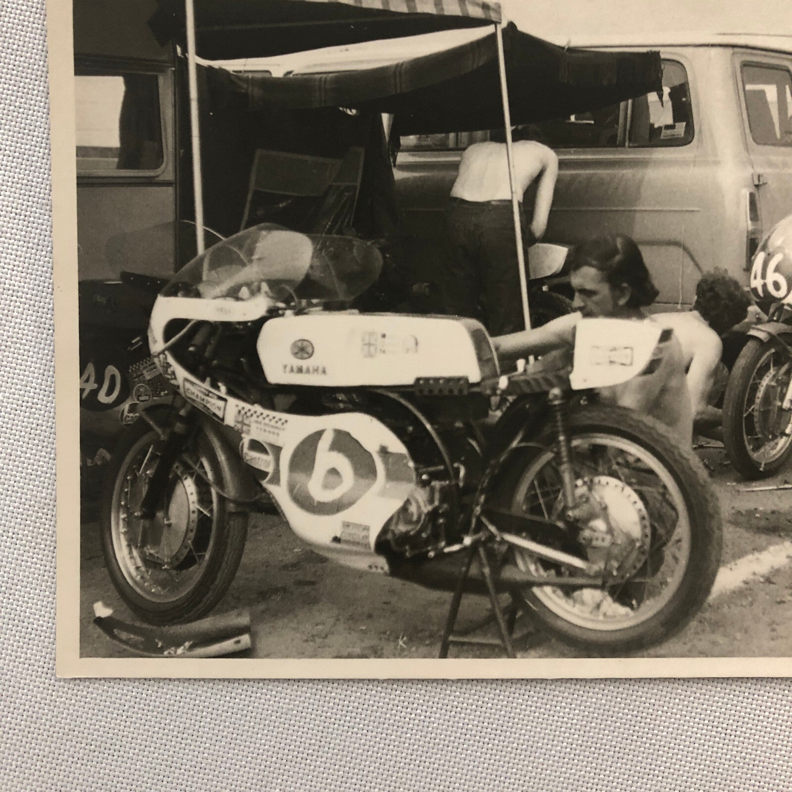 Vintage Motorcycle Racing Photo Photograph Yamaha Bikes 1971 Van