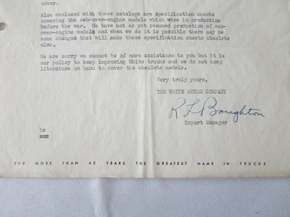 1946 White Motor Company Letter Letterhead Document White Truck 