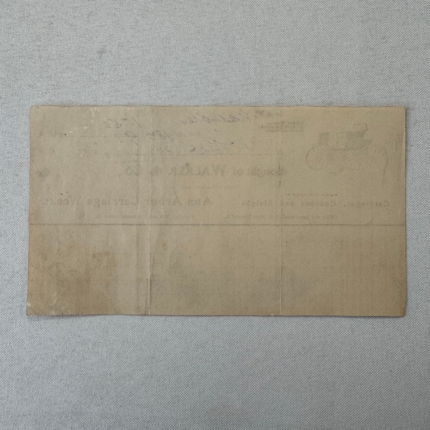 Walker and Company Receipt Letterhead Document 1908 Carriage Sleigh Ann Arbor MI