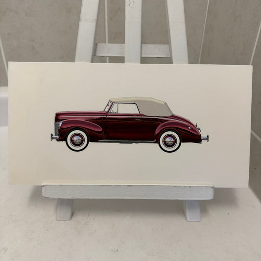 1940 Ford Type 66 Deluxe Convertible Car Illustration Art Drawing Hand Drawn