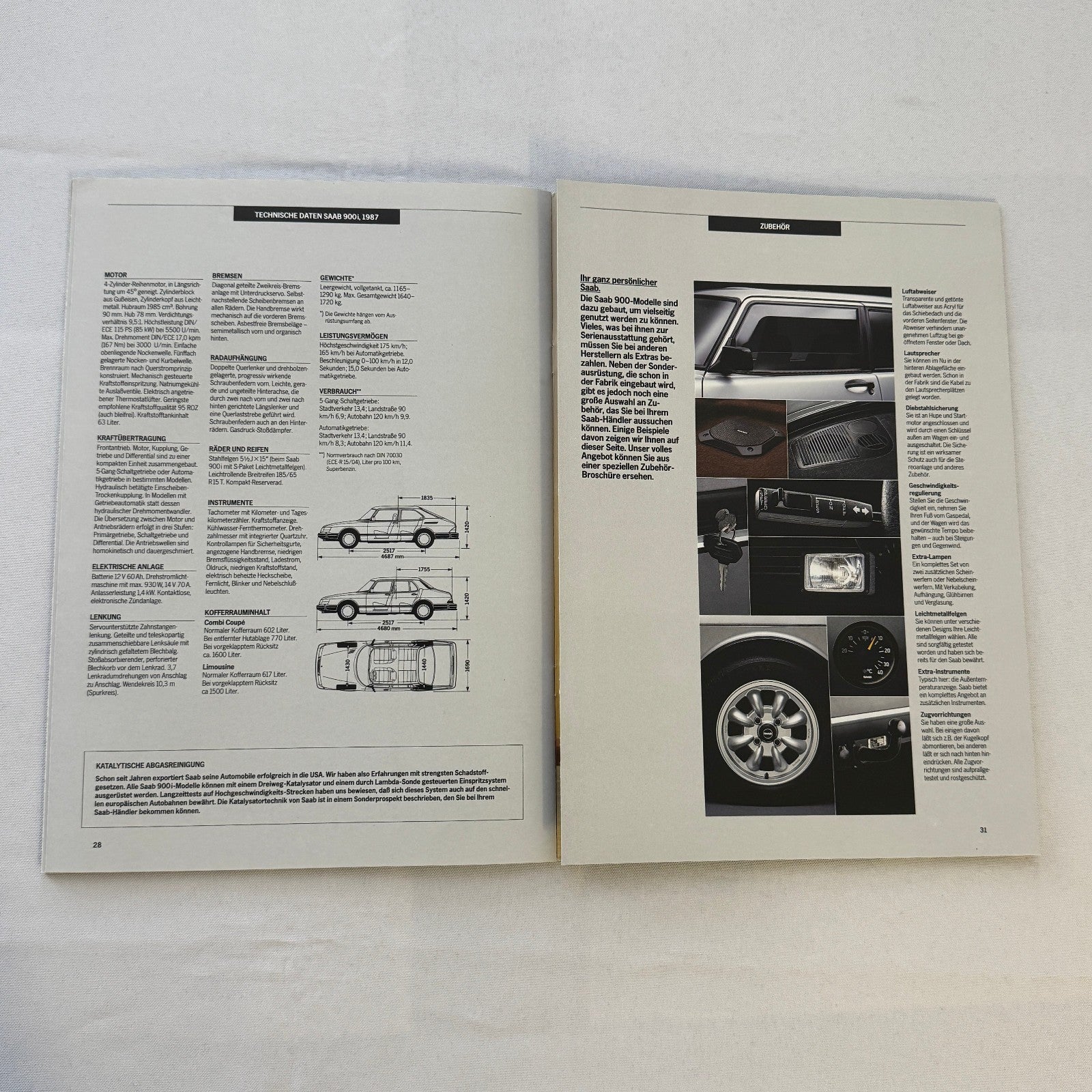Vintage Saab 900i Car Sales Brochure Catalog Saab 900 i GERMAN Text 1986 1987