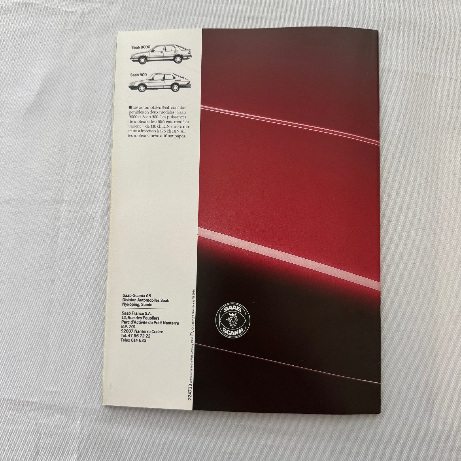1987 Saab 900i Car Sales Brochure Catalog Vintage Saab 900 FRENCH European