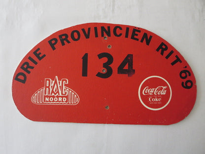 1969 RAC Noord Drie Provincien Rit Car Rally Rallye Participant Plate Coca Cola