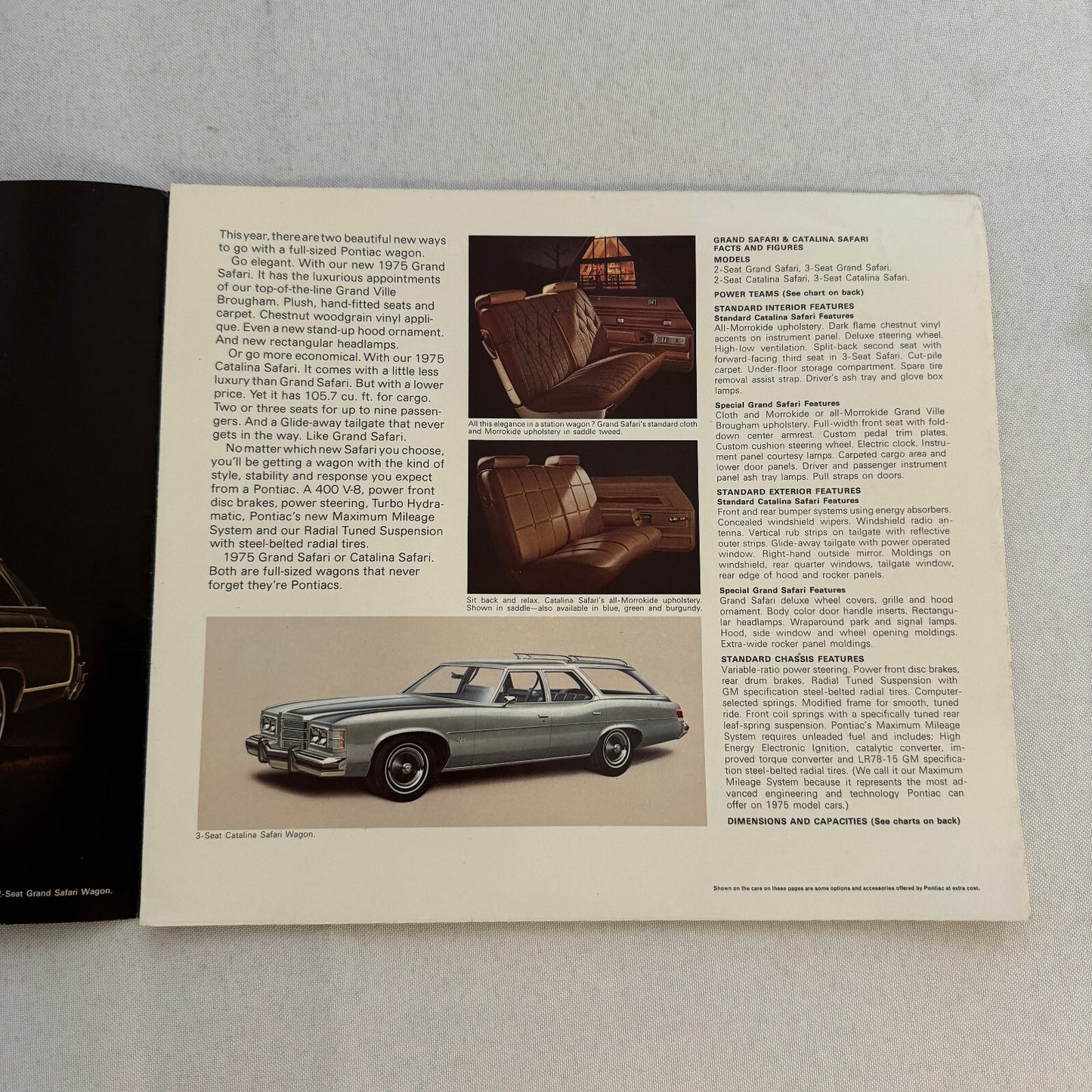 1975 Pontiac Safari Station Wagon Sales Brochure Catalina Grand LeMans Astre