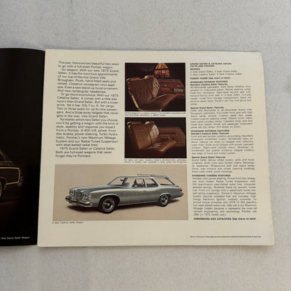 1975 Pontiac Safari Station Wagon Sales Brochure Catalina Grand LeMans Astre